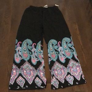 Paisley wide leg beach pants